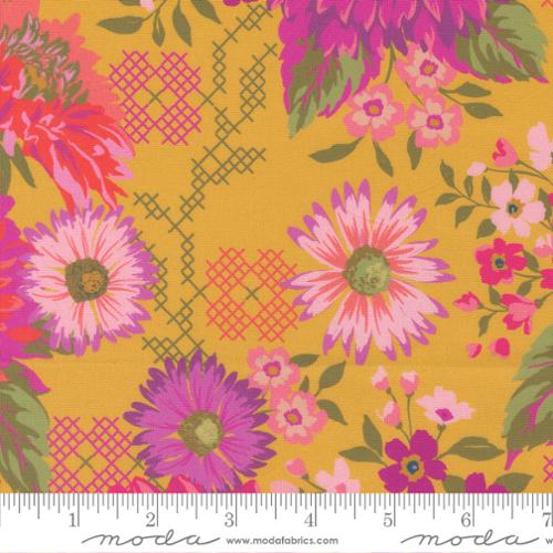 Moda - Parlor - Happy Blooms Dijon - 11960 19 - Sold by the Half Yard