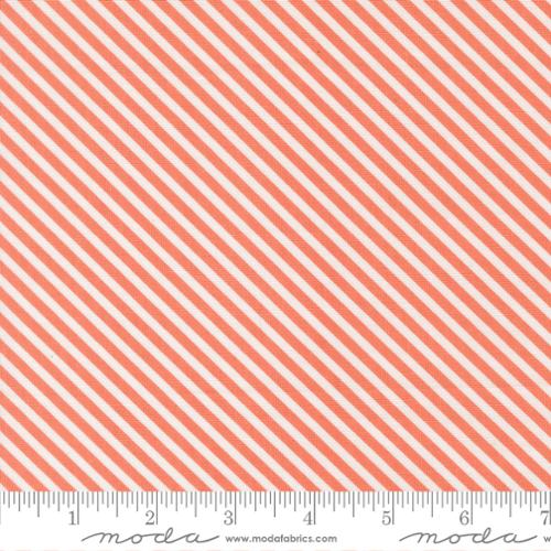 Moda - In The Garden - Bias Stripe Coral - 29237 25 - Sold by the Half Yard