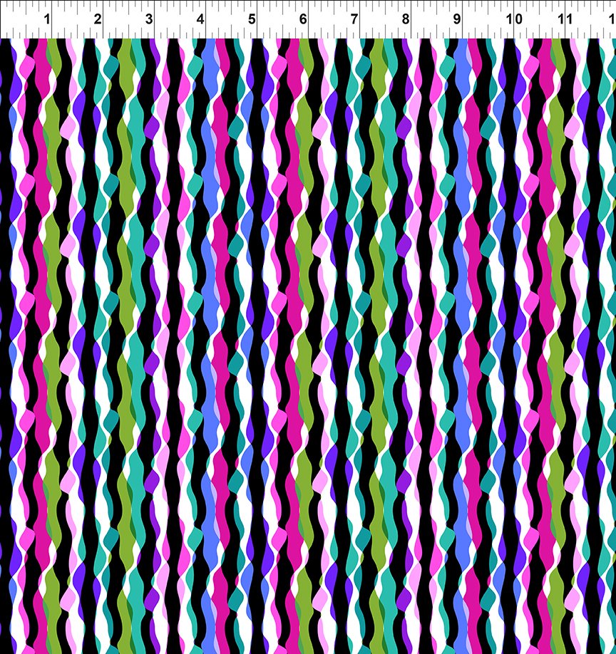In The Beginning - Flock Together - Jewel Wavy Stripe - 8FT-2 Jewel Wavy Stripe - Sold by the Half Yard