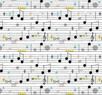 Figo Fabrics: Band Practice - White Notes
