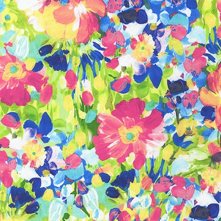 Robert Kaufman Painterly Petals Wide Sateen: Multi