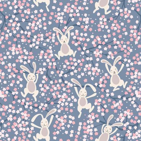 Lewis & Irene: Bunny Hop D# A526 C#3 Bunnies on Denim Blue