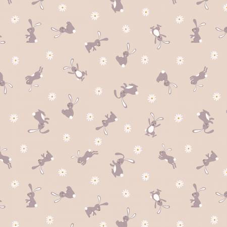 Lewis & Irene: Bunny Hop D# A529 C#1 Bunnies and Flowers on Lavender