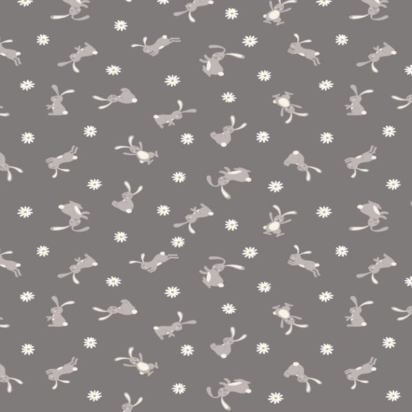 Lewis & Irene: Bunny Hop D# A529 C#3 Bunnies on Gray - Sold by the Half Yard