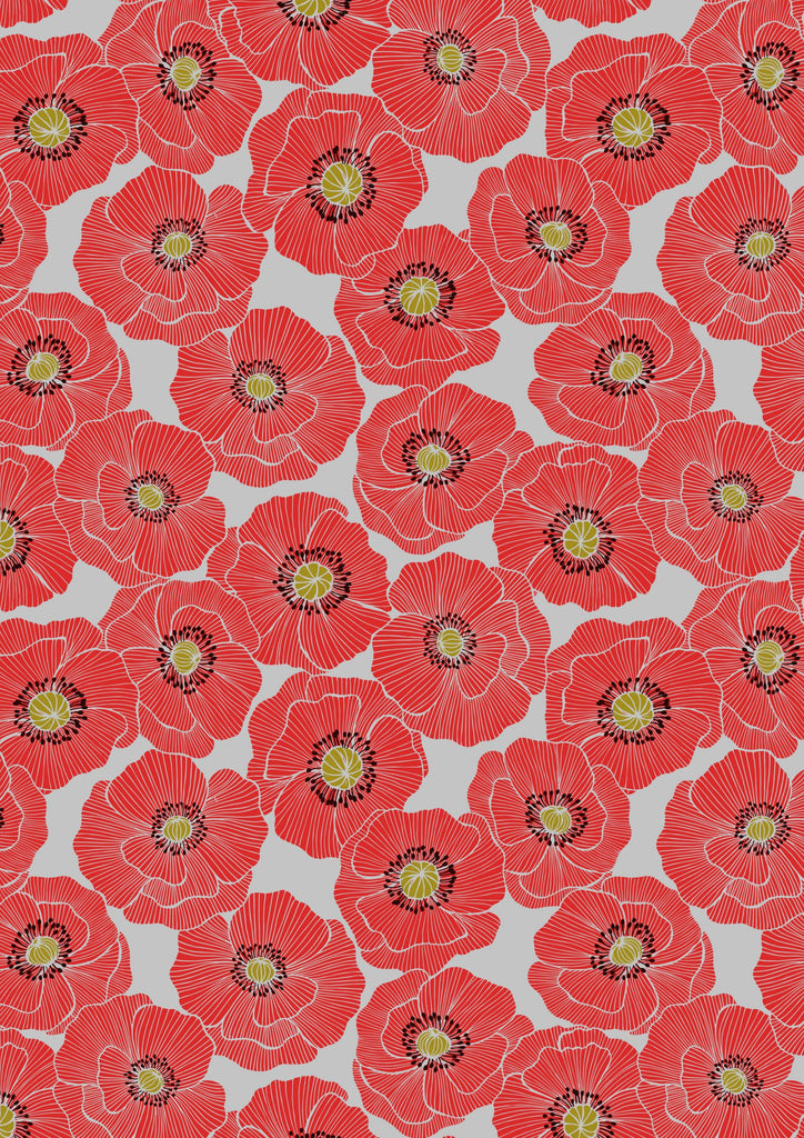 Lewis & Irene: Poppies - Large Poppies on Light Grey