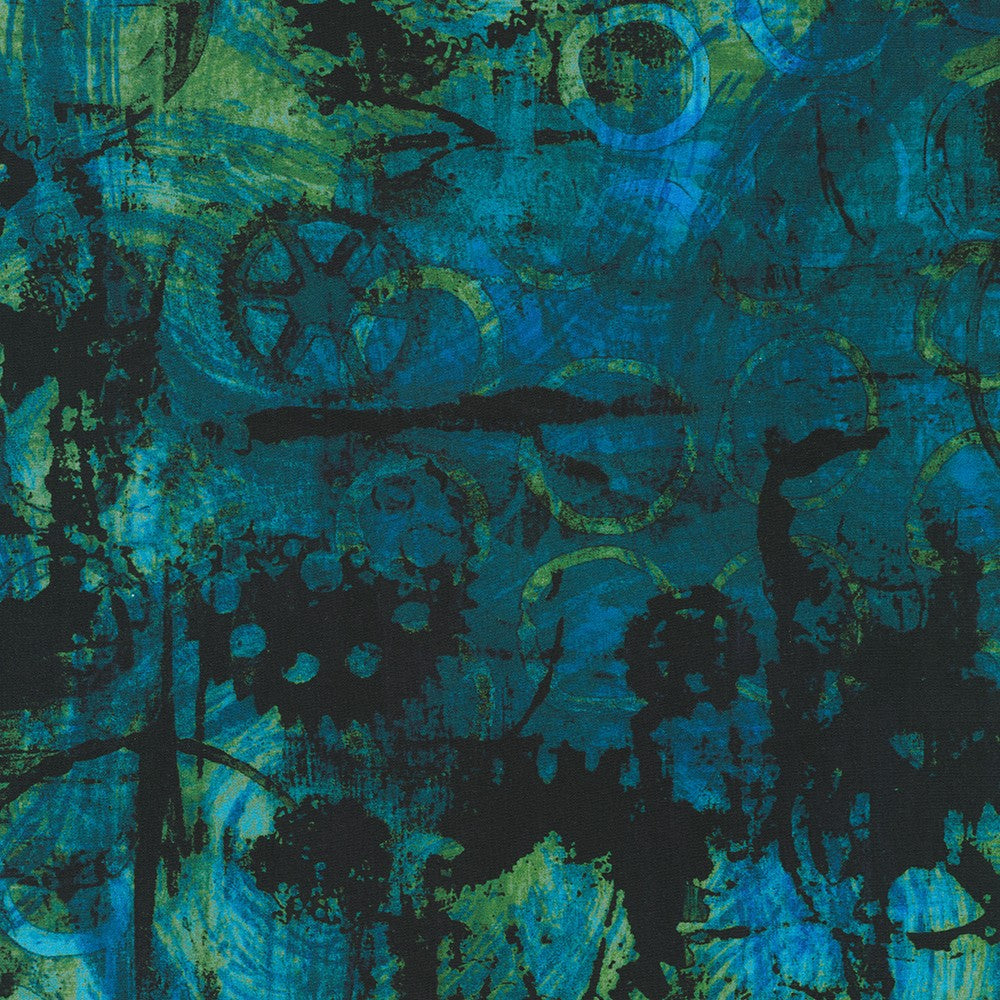 Robert Kaufman - Wishwell: Industrial Imprints - Ocean - ANJD-22862-59 OCEAN - Sold by the Half Yard