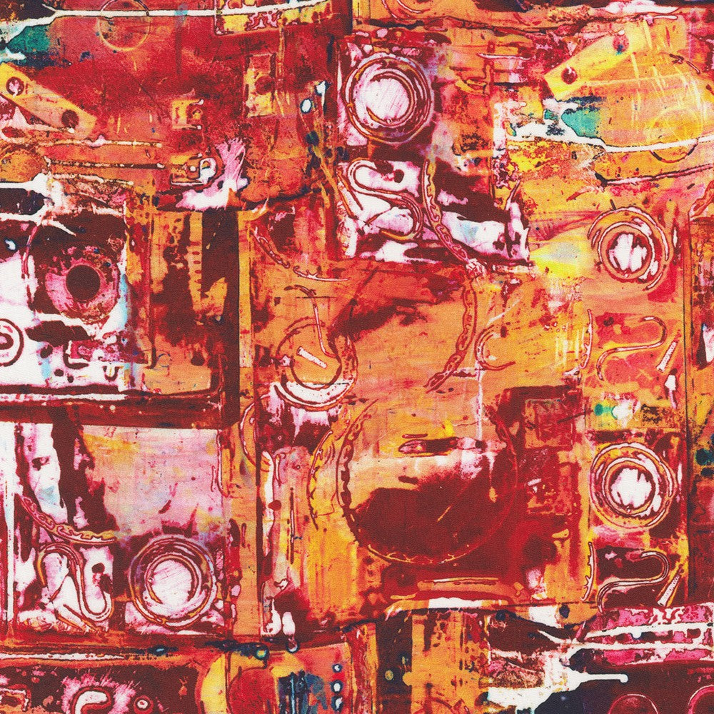 Robert Kaufman - Wishwell: Industrial Imprints - Pomegranate - ANJD-22864-281 POMEGRANATE - Sold by the Half Yard