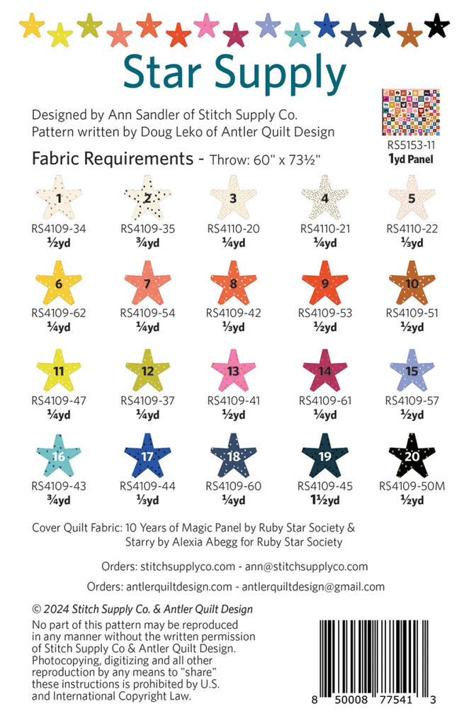 Star Supply Quilt Pattern by Doug Leko for Antler Quilt Design - AQD0297