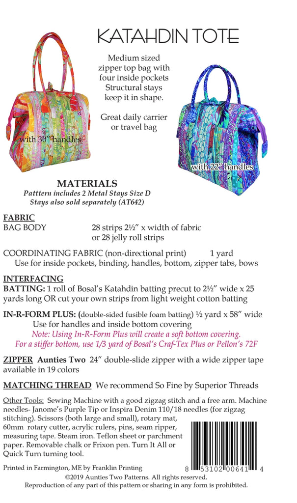 Auntie Two - Katahdin Tote includes 2 stays - AT641