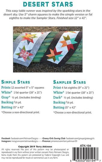 Desert Stars Pattern by Terry Atkinson for Atkinson Designs