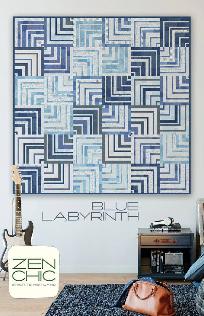 Blue Labyrinth Quilt Pattern by Brigette Heitland of Zen Chic - BLQP