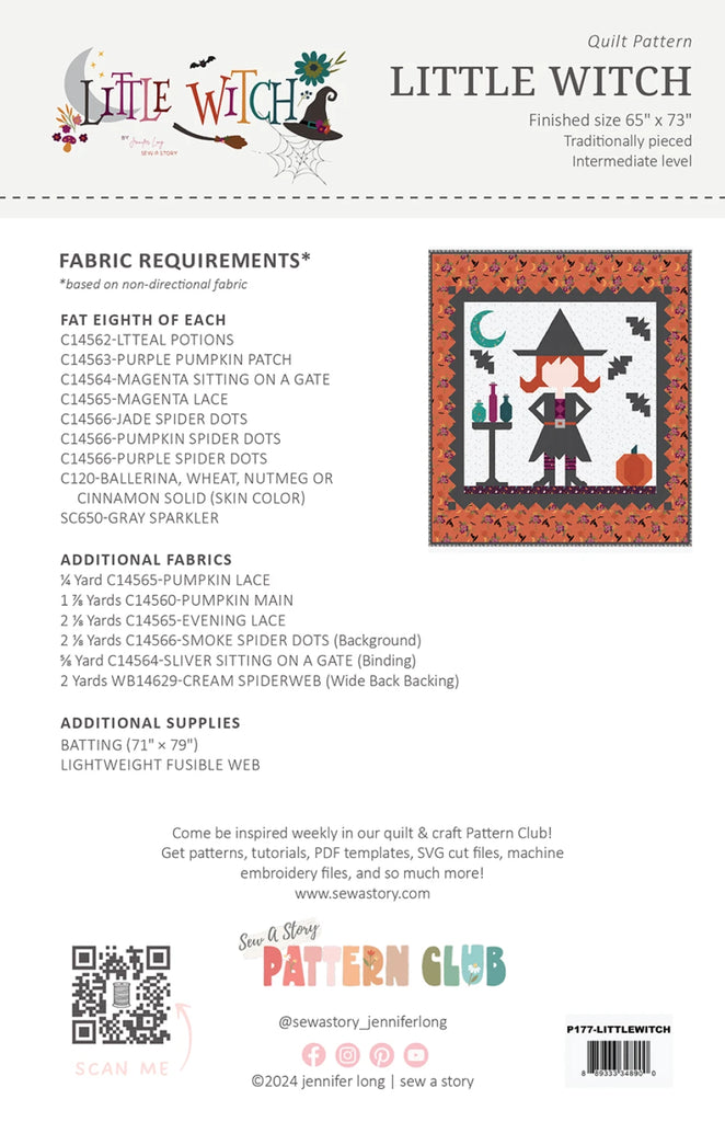 Little Witch Quilt Pattern by Jennifer Long of Sew A Story - BSI287