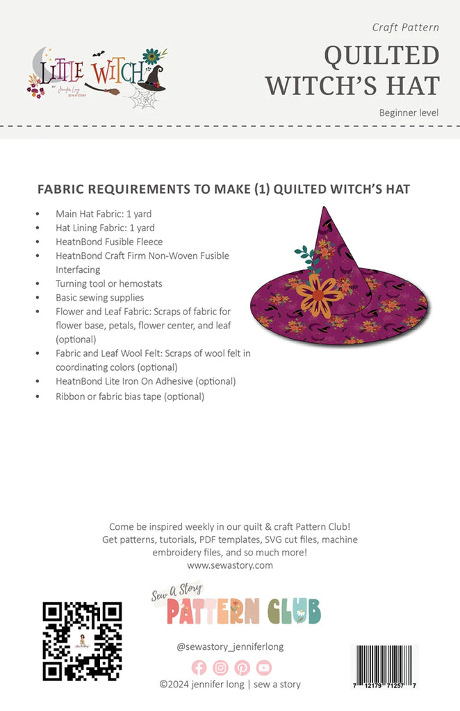 Quilted Witches Hat Pattern by Jennifer Long of Sew A Story - BSI315