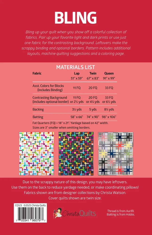 Bling Quilt Pattern by Christa Watson of Christa Quilts - CQ123