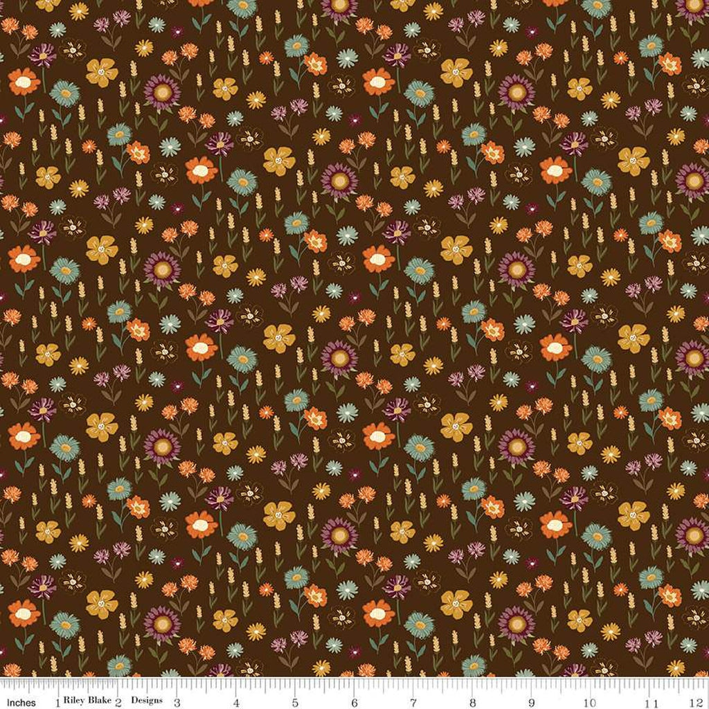 Riley Blake - The Awe of Autumn - Floral Brown - C16194-BROWN - Sold by the Half Yard