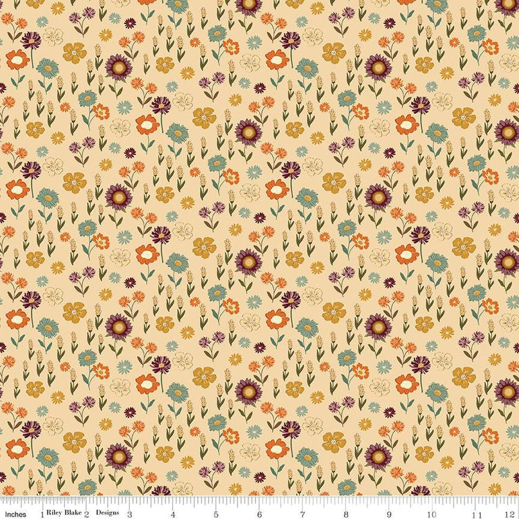 Riley Blake - The Awe of Autumn - Floral Latte - C16194-LATTE - Sold by the Half Yard