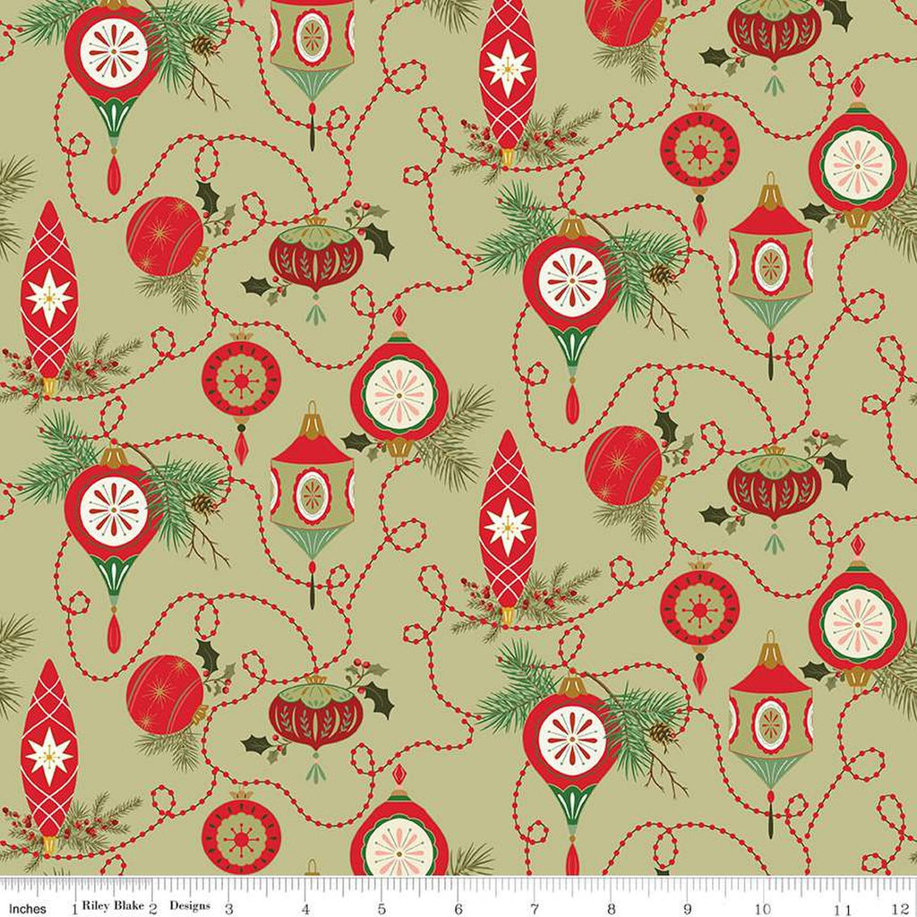 Riley Blake - Glisten -  Bulbs Olive - C16221-OLIVE - Sold by the Half Yard