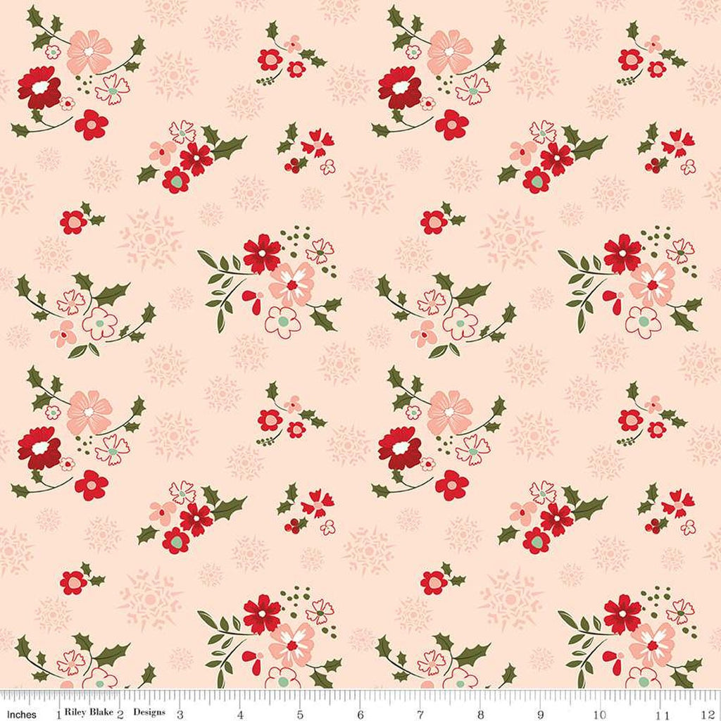 Riley Blake - Glisten - Winter Flowers Blush - C16222-Blush - Sold by the Half Yard