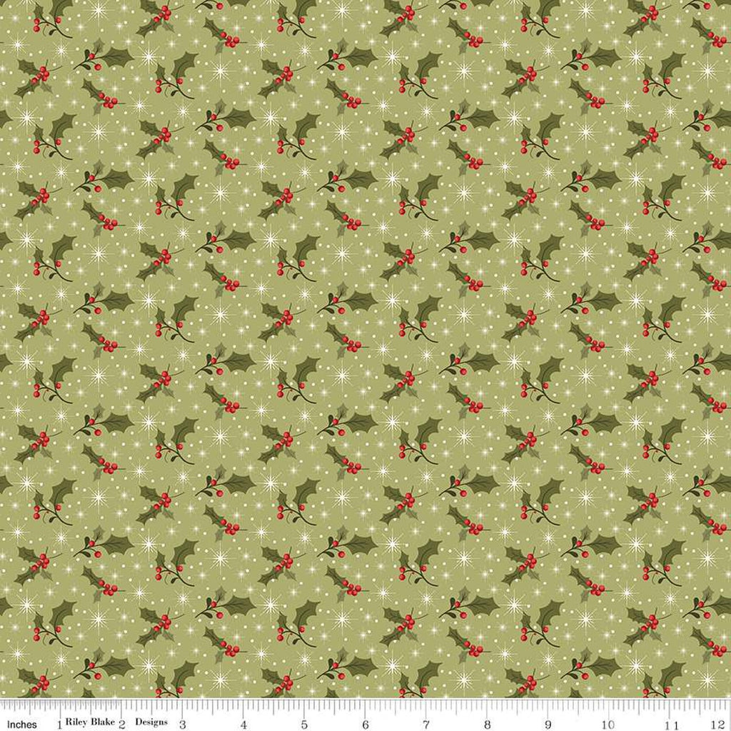 Riley Blake - Glisten -  Holly Olive - C16224-OLIVE - Sold by the Half Yard