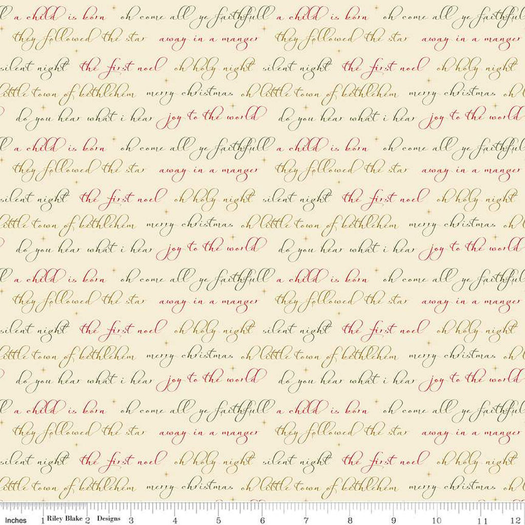 Riley Blake - Glisten -  Text Eggnog - C16226-Eggnog - Sold by the Half Yard