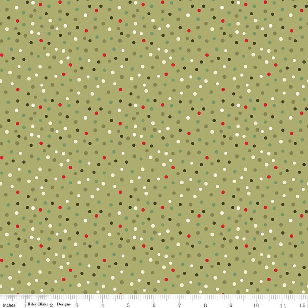 Riley Blake - Glisten -  Dots Olive - C16228-OLIVE - Sold by the Half Yard