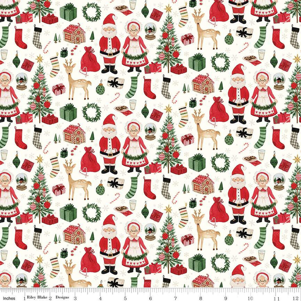 Riley Blake - Charming Christmas - Santa & Mrs. Claus Cloud - C16351-Cloud - Sold by the Half Yard