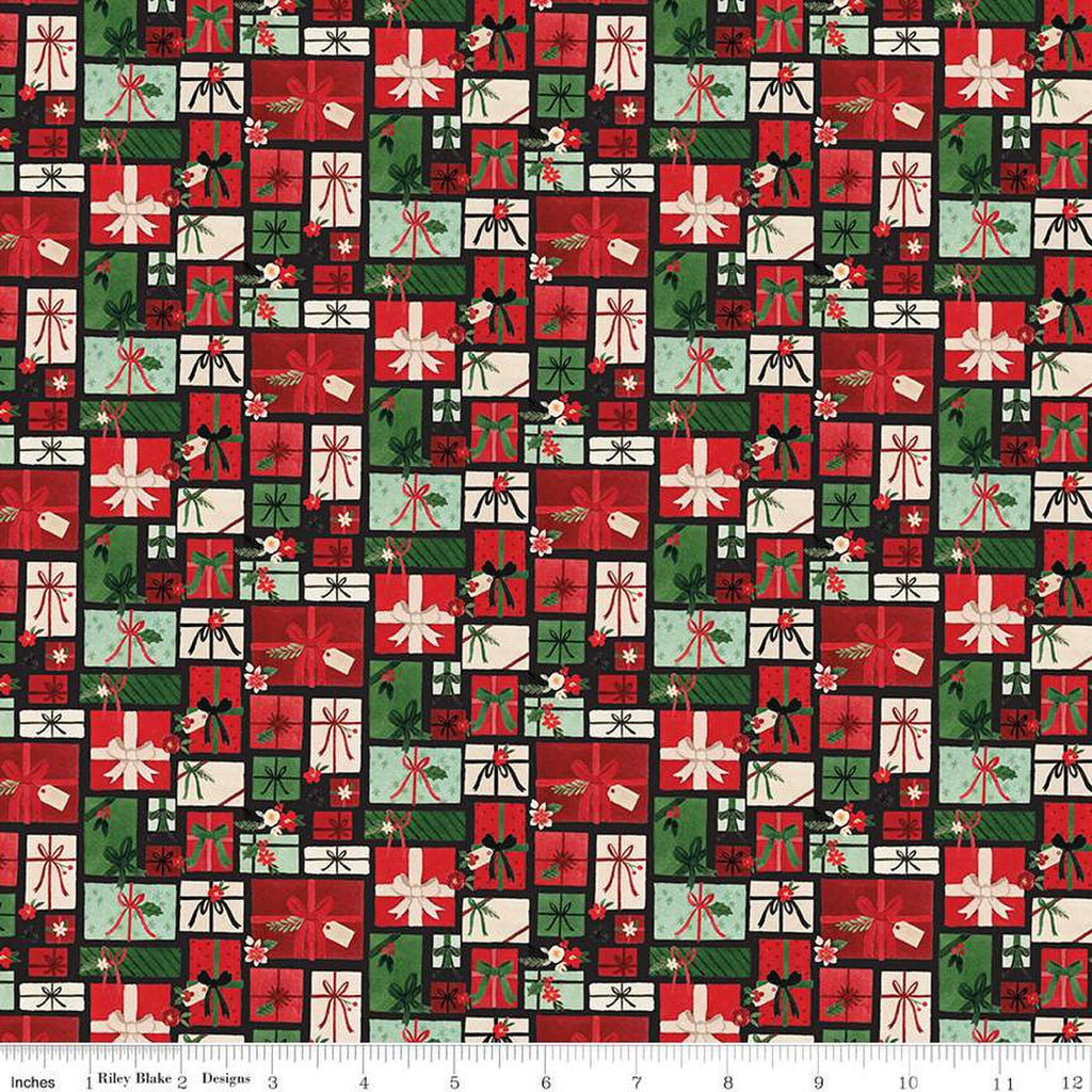 Riley Blake - Charming Christmas - Pretty Presents Black - C16352-Black - Sold by the Half Yard