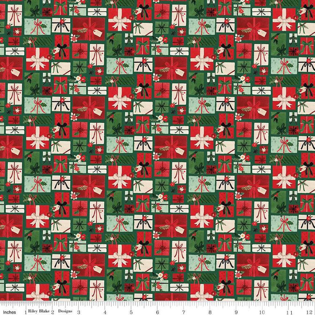 Riley Blake - Charming Christmas - Pretty Presents Green - C16352-Green - Sold by the Half Yard
