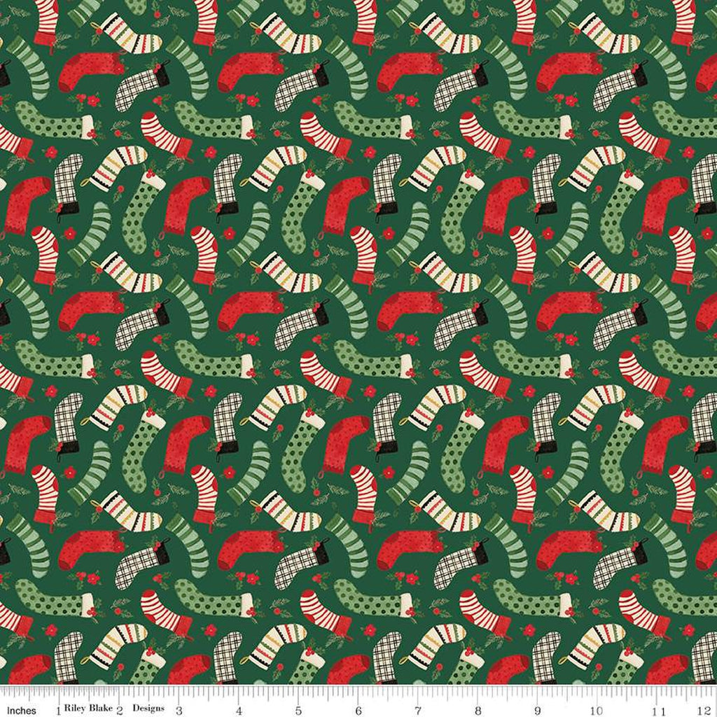 Riley Blake - Charming Christmas - Stockings Green - C16353-Green - Sold by the Half Yard