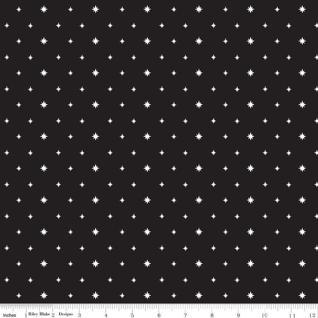 Riley Blake - Charming Christmas - Stars Black - C16355-Black - Sold by the Half Yard