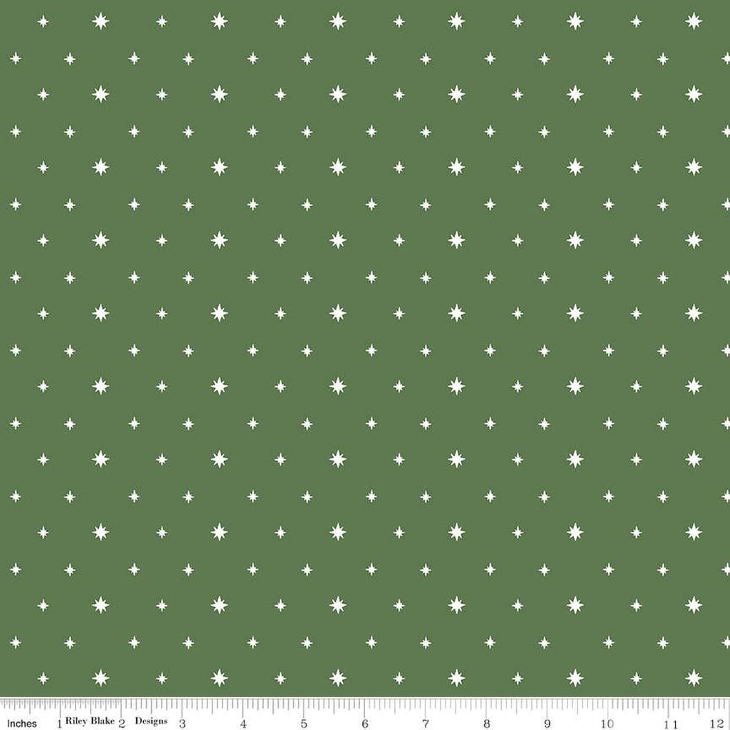 Riley Blake - Charming Christmas - Stars Green - C16355-Green - Sold by the Half Yard