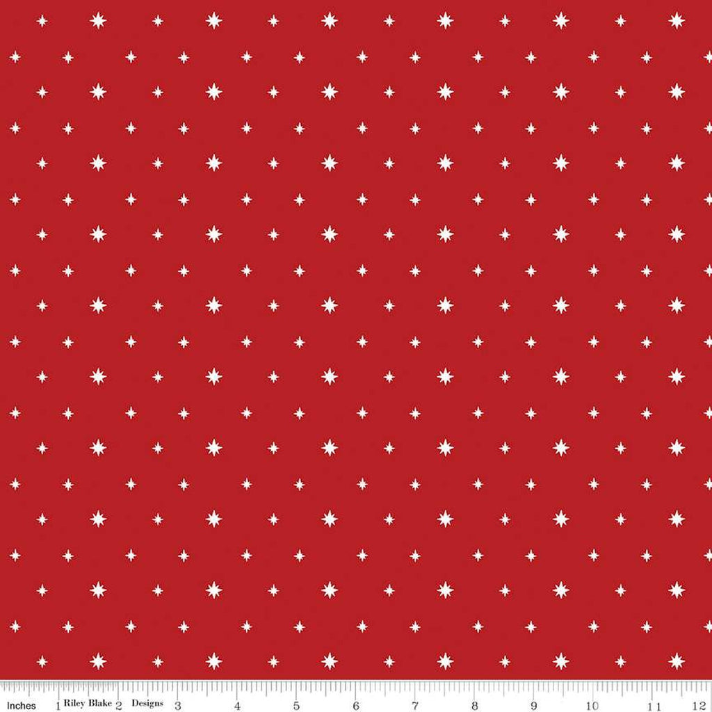 Riley Blake - Charming Christmas - Stars Red - C16355-Red - Sold by the Half Yard