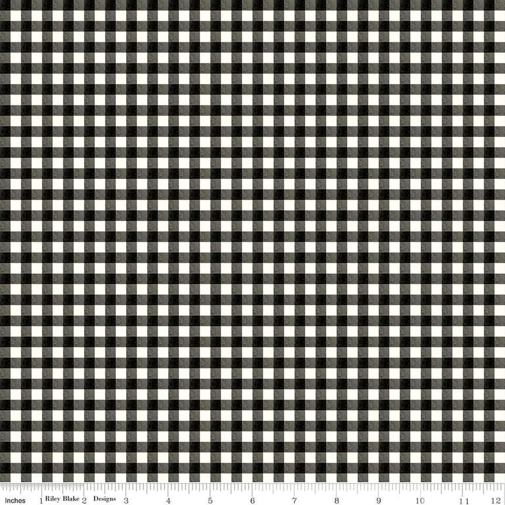 Riley Blake - Charming Christmas - Gingham Black - C16356-Black - Sold by the Half Yard