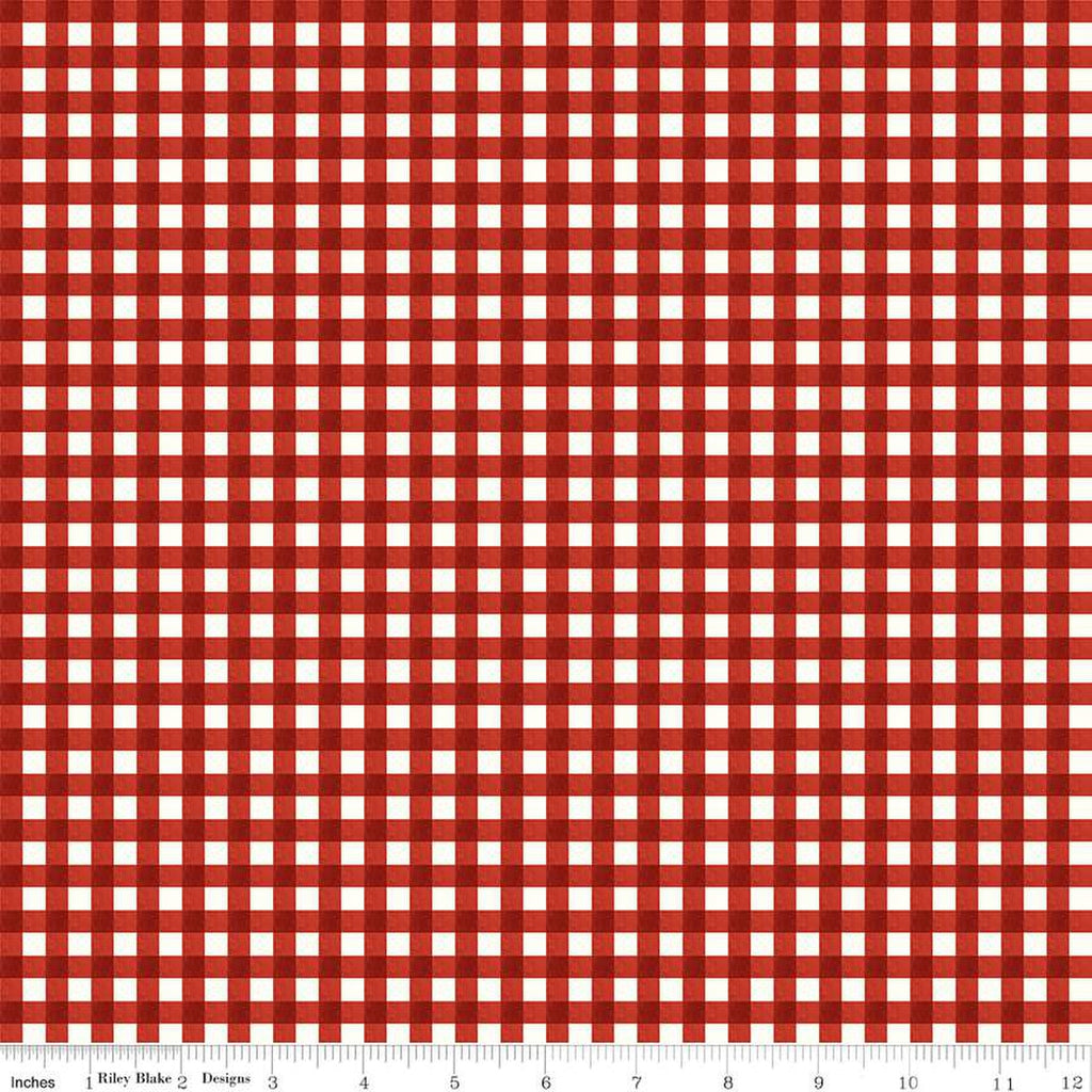 Riley Blake - Charming Christmas - Gingham Red - C16356-Red - Sold by the Half Yard