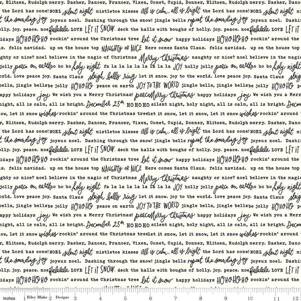 Riley Blake - Charming Christmas - Words Cloud - C16357-Cloud - Sold by the Half Yard