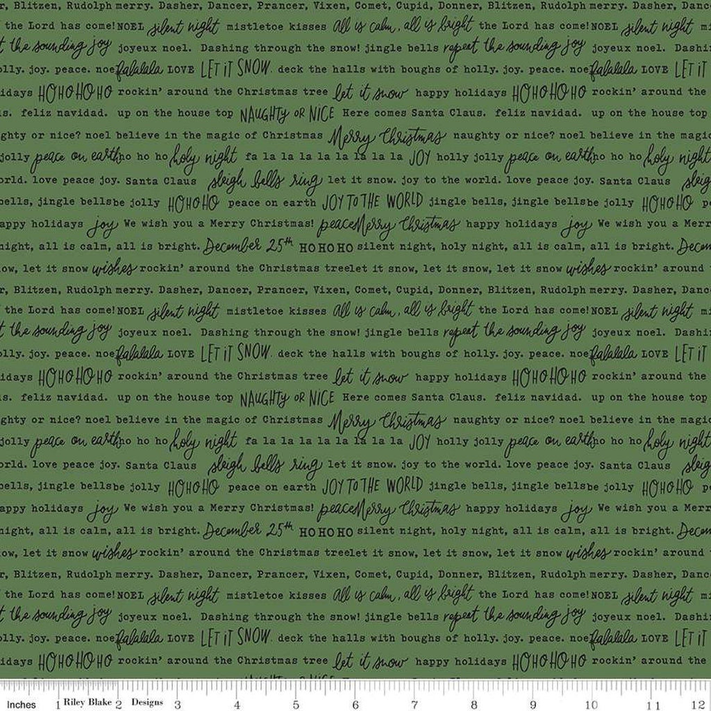 Riley Blake - Charming Christmas - Words Green - C16357-Green - Sold by the Half Yard
