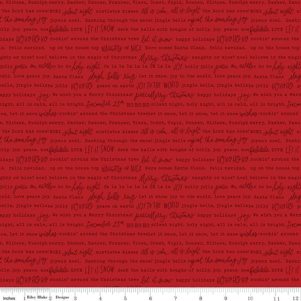 Riley Blake - Charming Christmas - Words Red - C16357-Red - Sold by the Half Yard