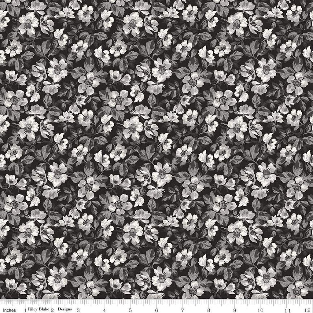 Riley Blake Designs - Ink & Ivory - Floral Ink -  C16911-Ink - Sold by the Half Yard