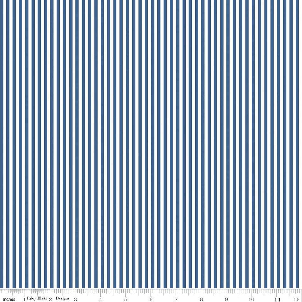 Riley Blake -  1/8" Stripes - Denim - C495-Denim - Sold by the Half Yard