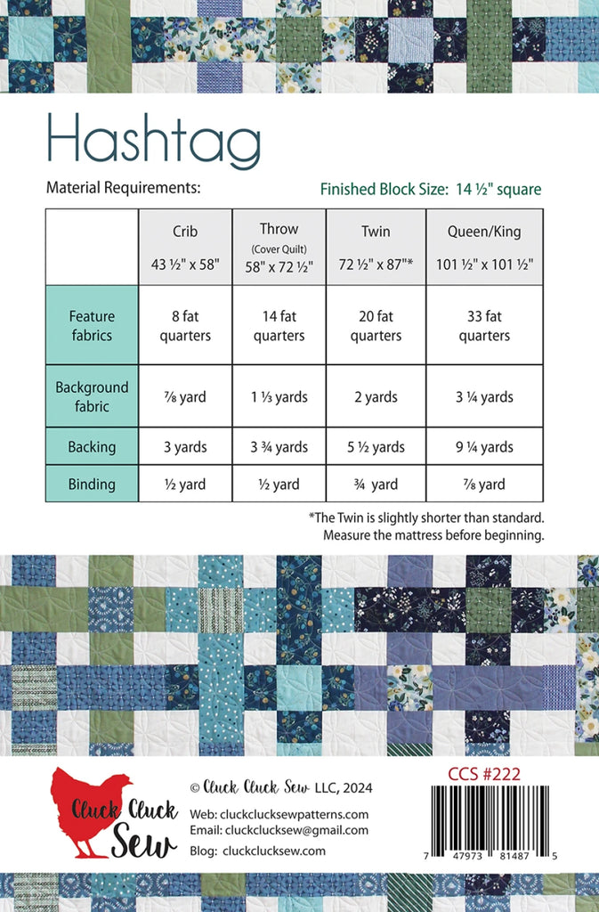 Hashtag Quilt Pattern by Allison Harris of Cluck Cluck Sew - CCS 222