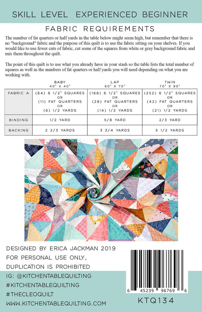 The Cleo Quilt Pattern by Kitchen Table Quilting