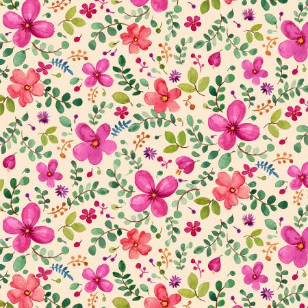Michael Miller: Brilliant Blossom - Zen Garden Cream