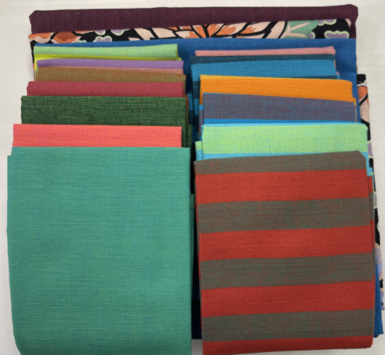 FreeSpirit - Charm Shuffle Quilt Kit - Freaturing Shot Cottons and Striped Shot Cottons by Kaffe Fassset