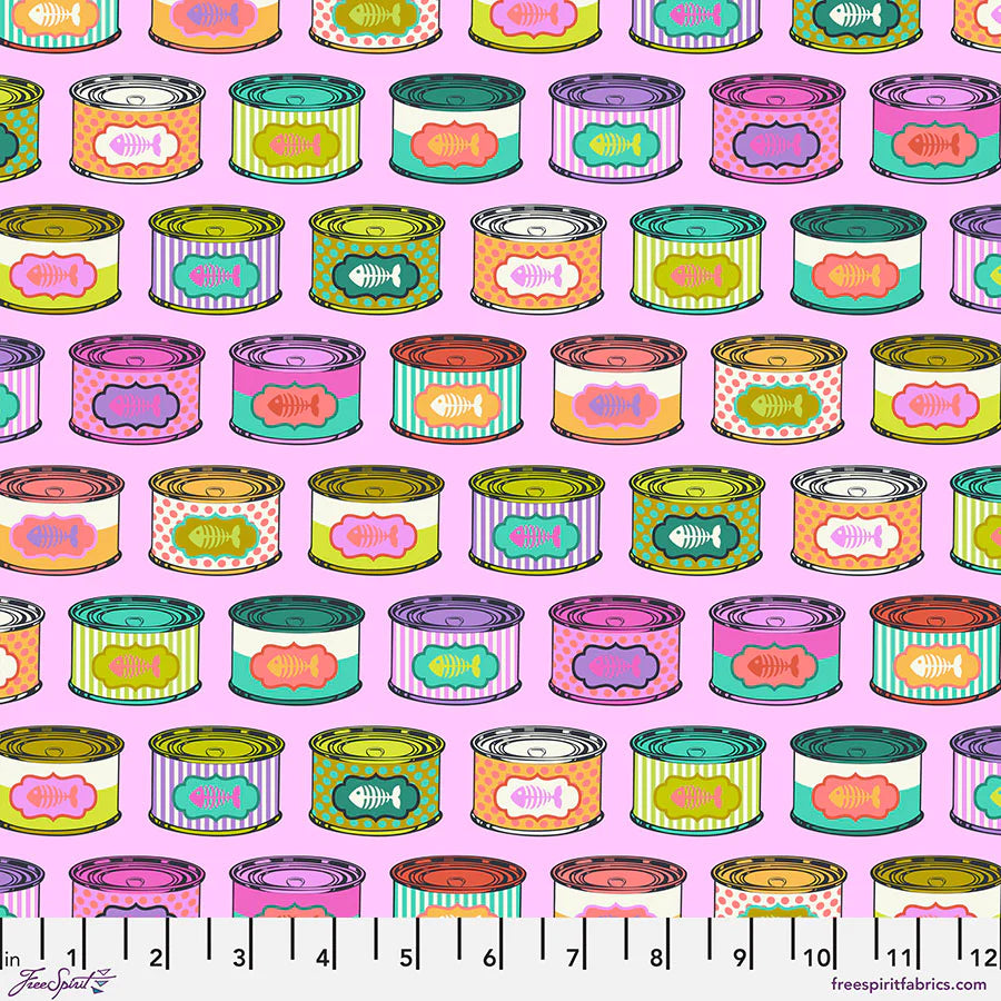 PREORDER - TABBY ROAD DEJA VU - CAT SNACKS IN ELECTROBERRY - TULA PINK - PWTP094.ELECT - HALF YARD