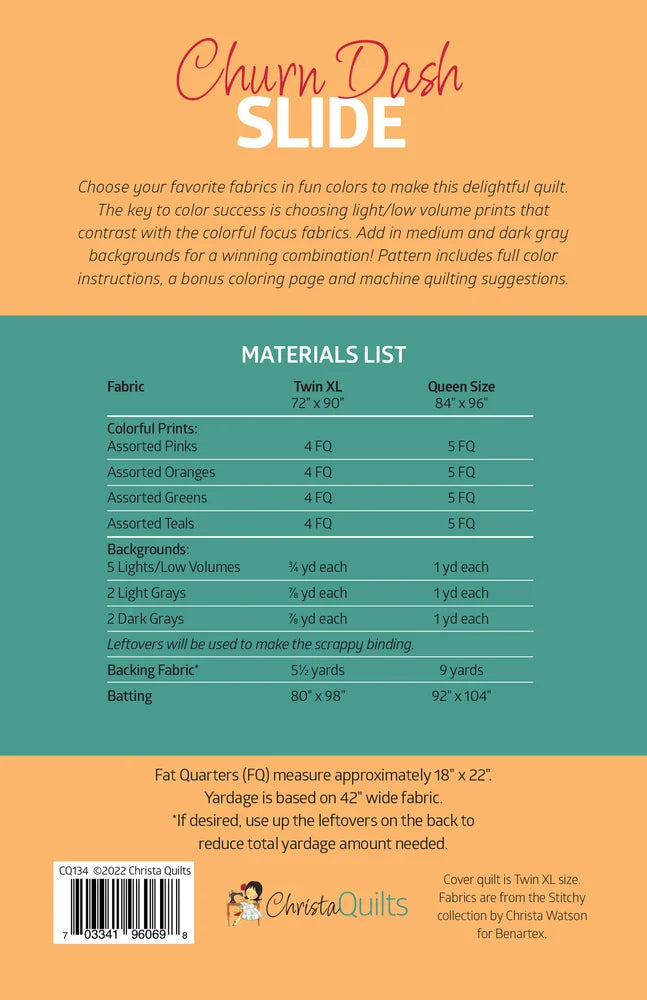 Churn Dash Slide Quilt Pattern by Christa Watson of Christa Quilts - CQ134