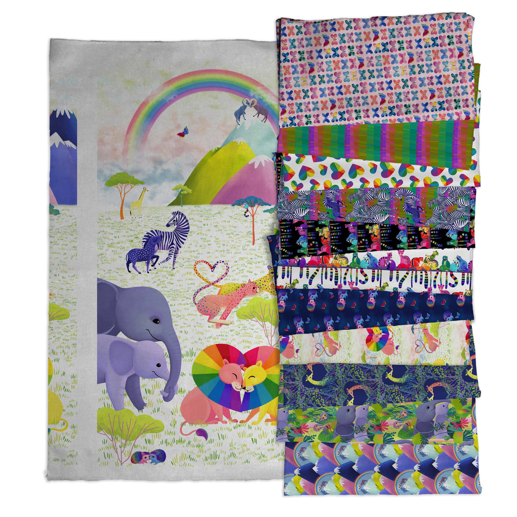 FreeSpirit Fabrics - Love in the Wild Half Yard Bundle - 11 Half Yard Cuts and 1 24" Panel