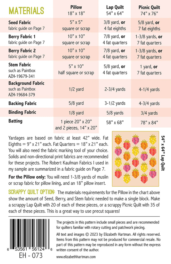 Berry Season Quilt Pattern by Elizabeth Hartman - EH073