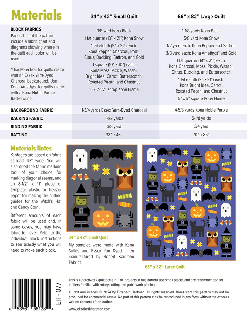 Happy Halloween Quilt Pattern by Elizabeth Hartman - EH077