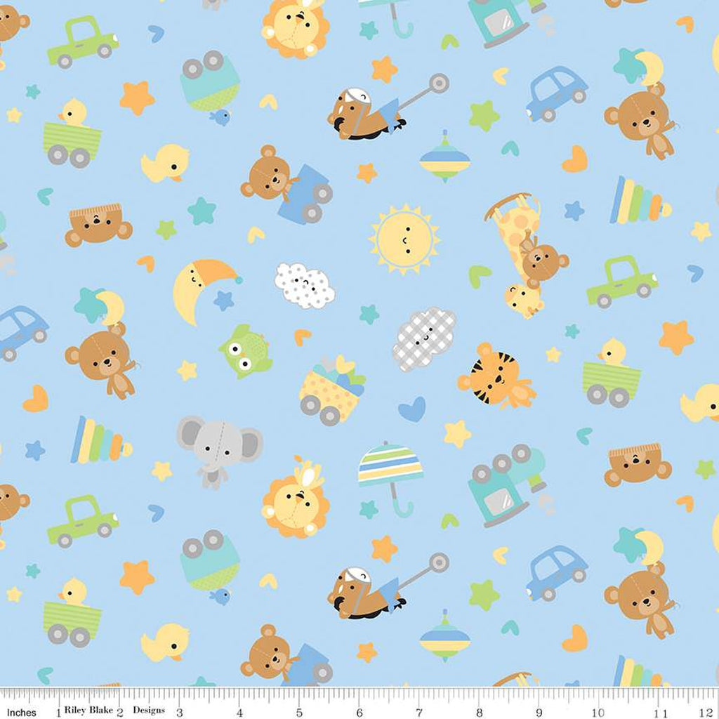 Riley Blake Designs - Designer Flannel - Flannel Special Delivery Toss Blue - F16783-Blue - Sold by the Half Yard