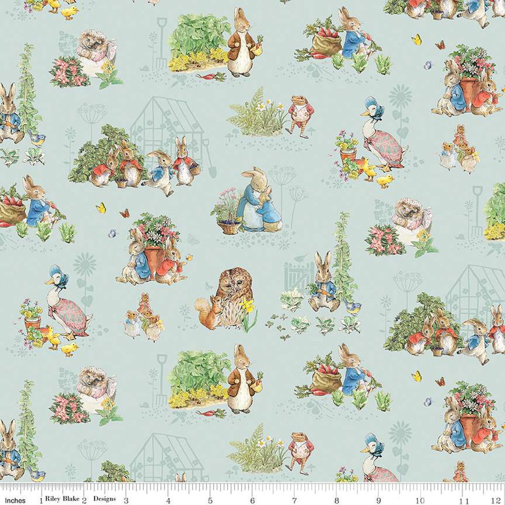 Riley Blake Designs - Designer Flannel - Flannel Peter Rabbit™ & Friends Characters Blue - F16789-Blue - Sold by the Half Yard